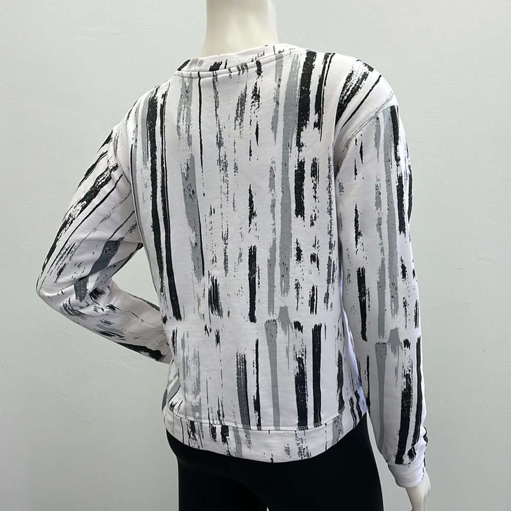 NWOT • Monki Crew Neck Terry Pullover in Paint Stroke Print. - Picture 3 of 14